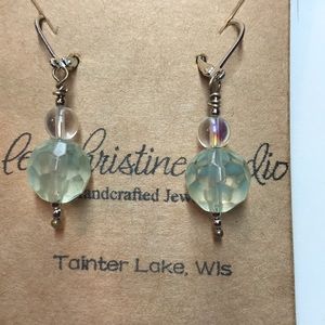 Pale blue and clear glass earrings